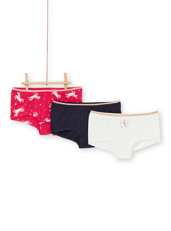Lot de 3 shorties enfant fille motif licorne KEFAHOT5 / 20WH11T2SHY070